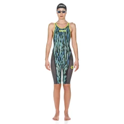 Combinaison De Natation Femme Arena Carbon Ultra Edition 2018 Dos Ouvert Blue Drops Fluo/ Yellow -Swim Zone Soldes 001660765 006 2 1