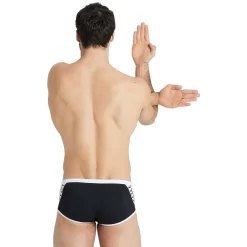 Maillot De Bain Arena Homme Arena ICONS Black White -Swim Zone Soldes arena icons solid swim low waist short black white 6 1251074