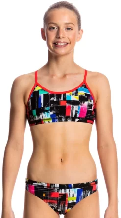 Maillot De Bain Funkita 2 Pièces Fille Test Signal Noir